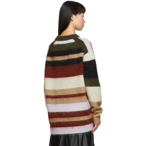 🍁ACNE STUDIOS Green and Red Kalbah Mohair Striped Sweater - Picture 8 of 16
